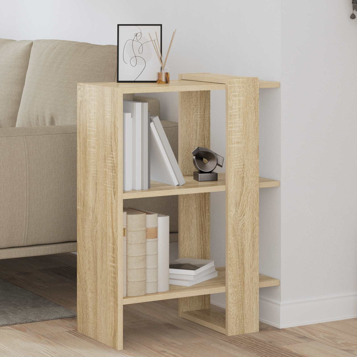 vidaXL Bogreol 2 niveauer 52 x 25 x 71,5 cm Konstrueret træ Sonoma eg