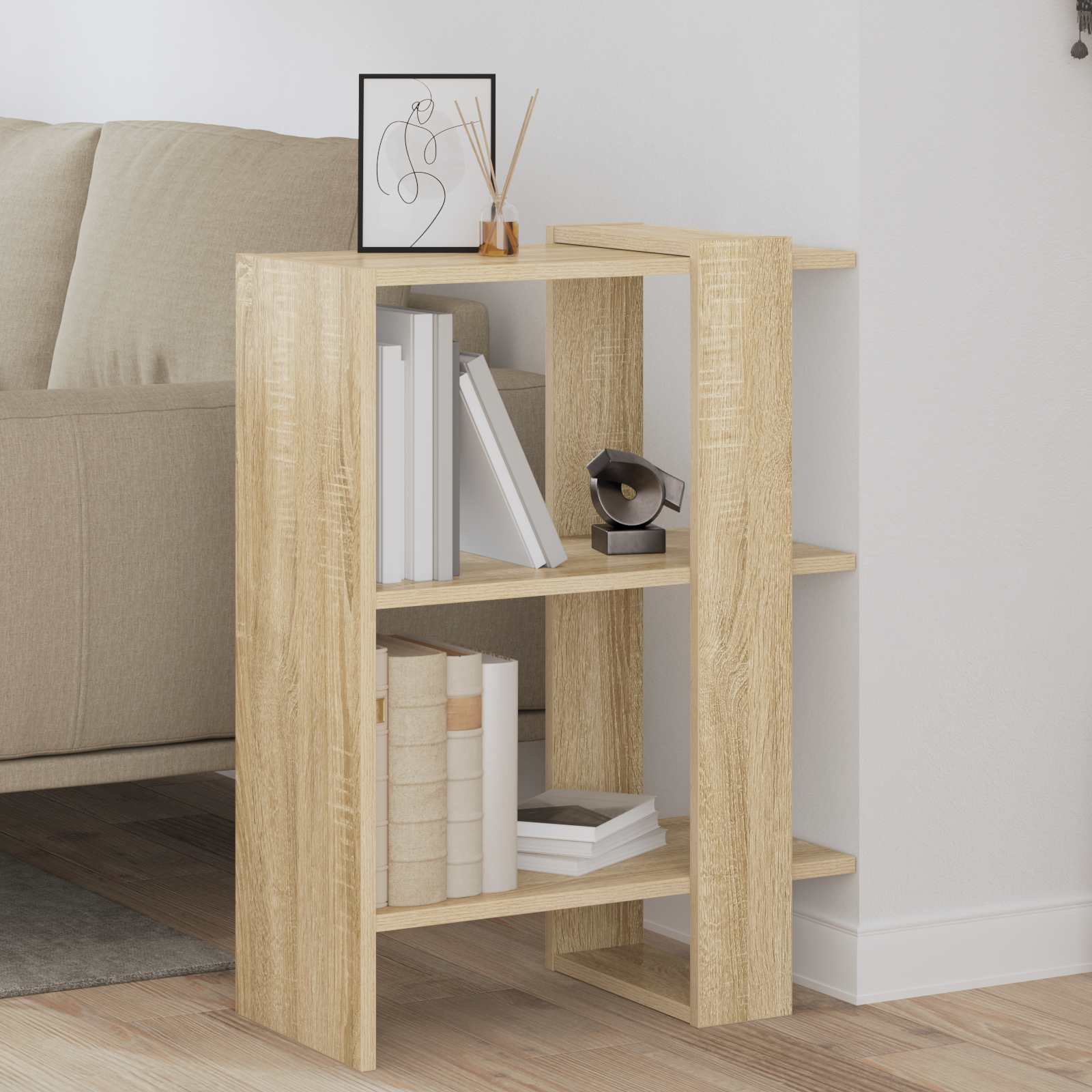 vidaXL Bogreol 2 niveauer 52 x 25 x 71,5 cm Konstrueret træ Sonoma eg