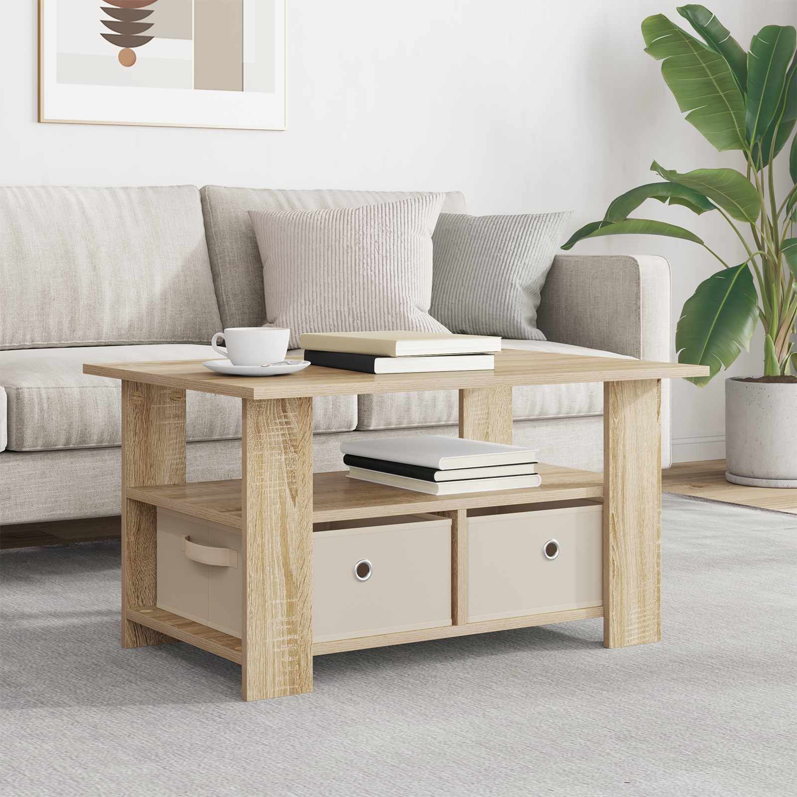 Sofabord med skuffe Sonoma eg 77 x 55 x 42 cm Konstrueret træ
