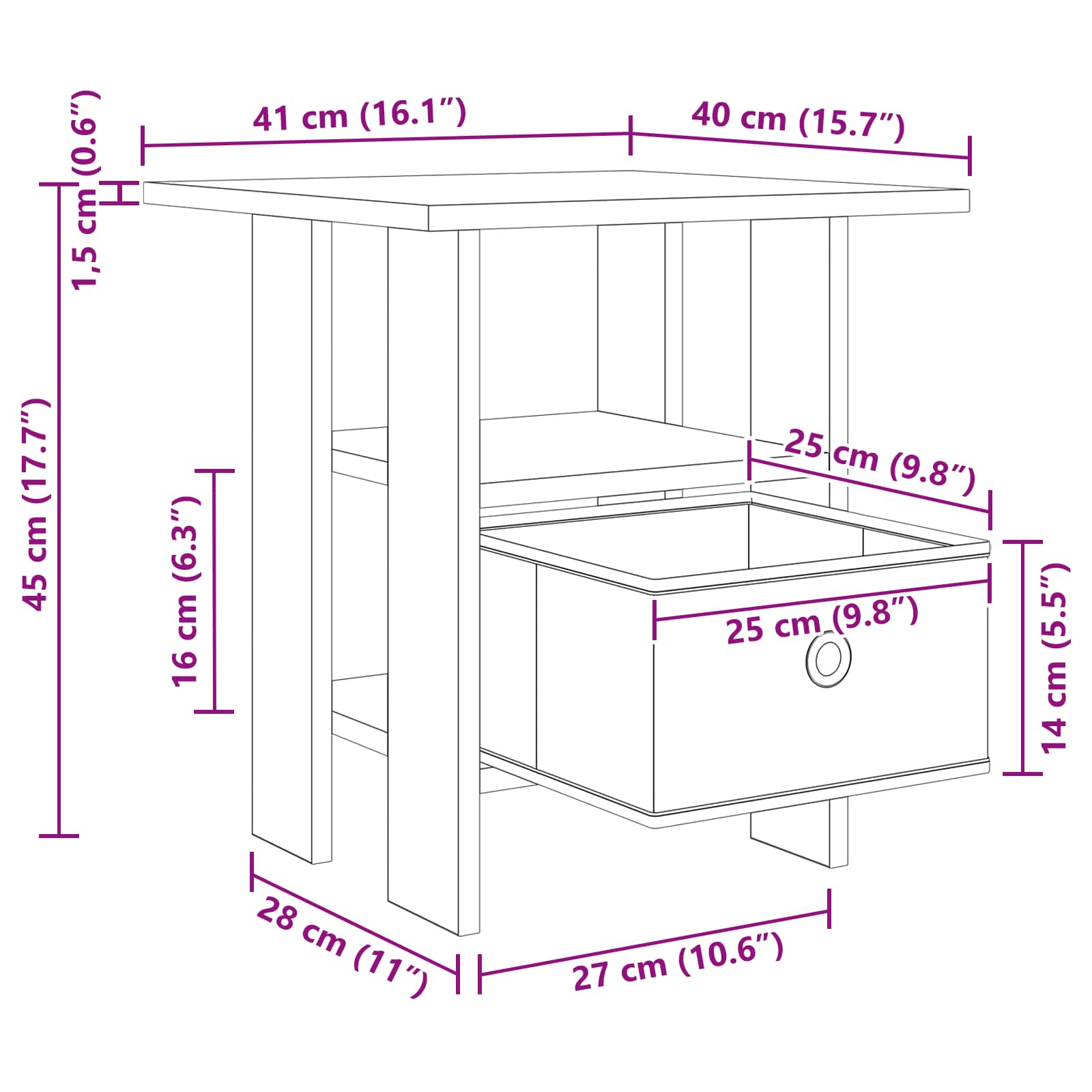 Sengebord 2 pcs Gammelt træ 41 x 40 x 45 cm Konstrueret træ