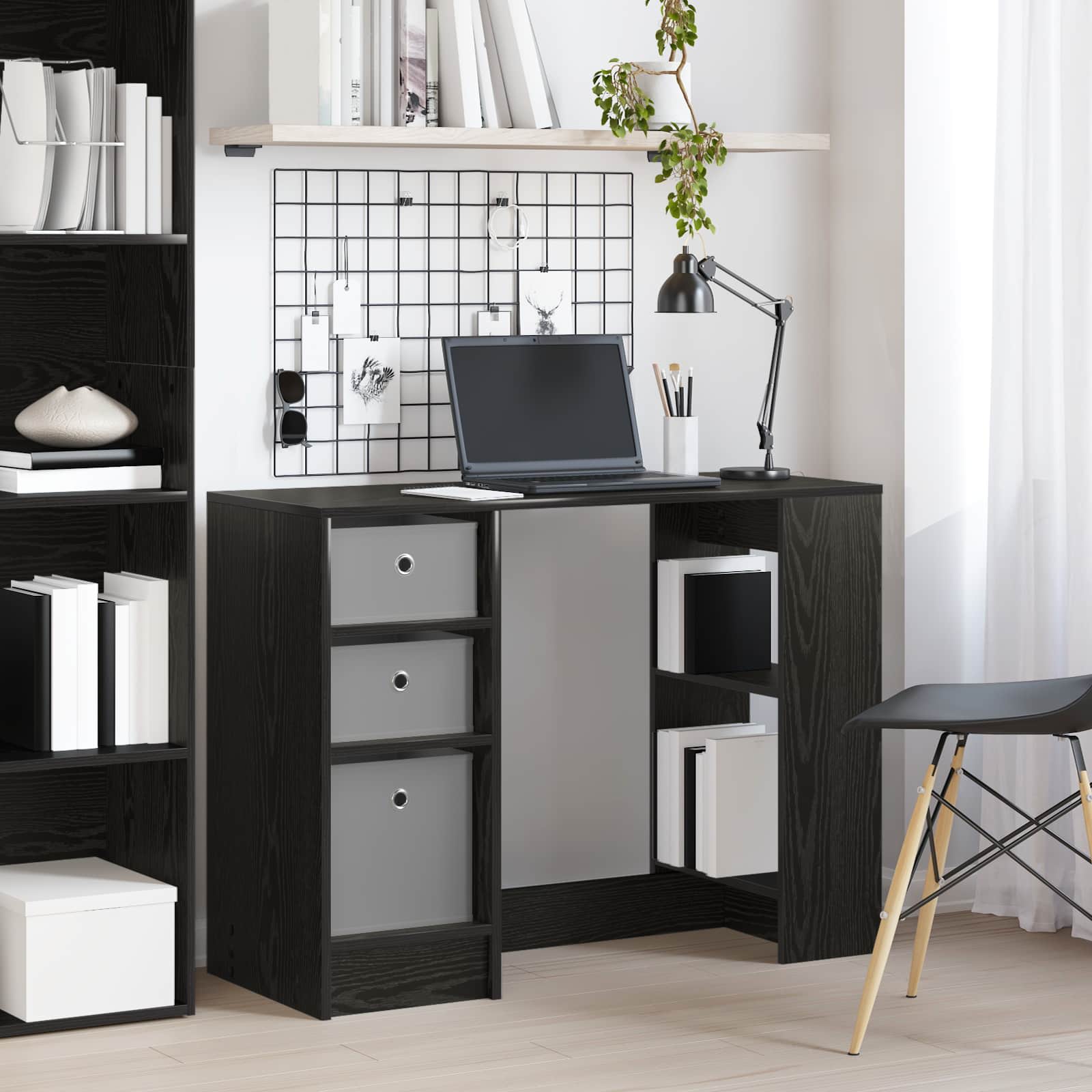 Bord med skuffe Sort eg 100 x 40 x 75 cm Konstrueret træ