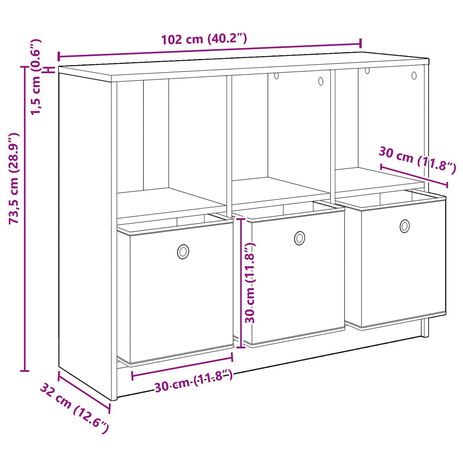 Sideboard med skuffe Gammelt træ 102 x 32 x 73,5 cm