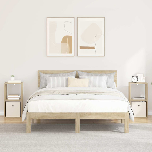 Sengebord 2 stk. Sonoma eg 30,5 x 27 x 59,5 cm Konstrueret træ