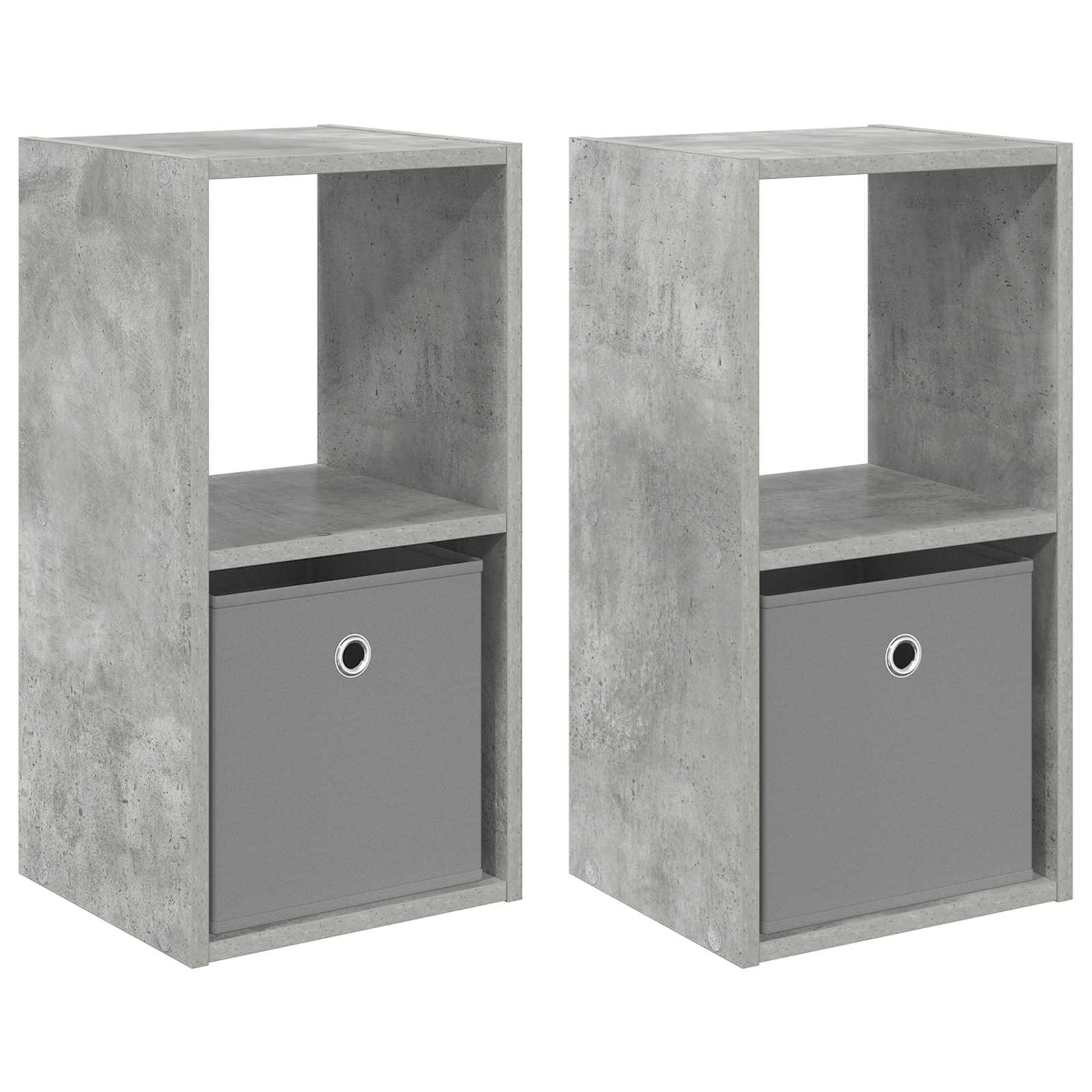 Sengebord 2 pcs Beton Grå 30,5 x 27 x 59,5 cm Konstrueret træ