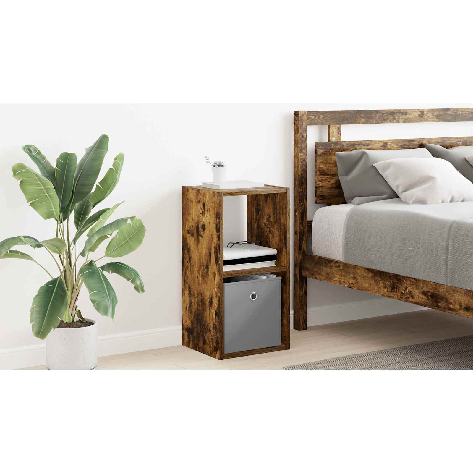 Sengebord Røget eg 30,5 x 27 x 59,5 cm Konstrueret træ