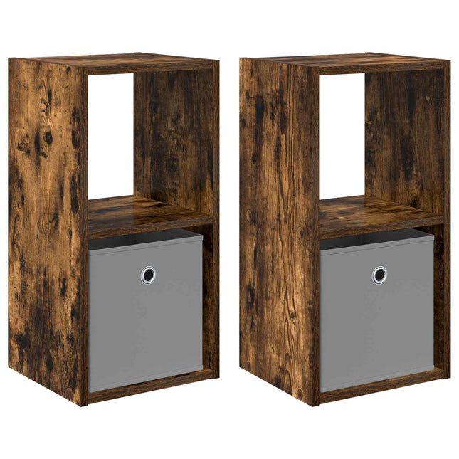 Sengebord 2 stk. Røget eg 30,5 x 27 x 59,5 cm Konstrueret træ