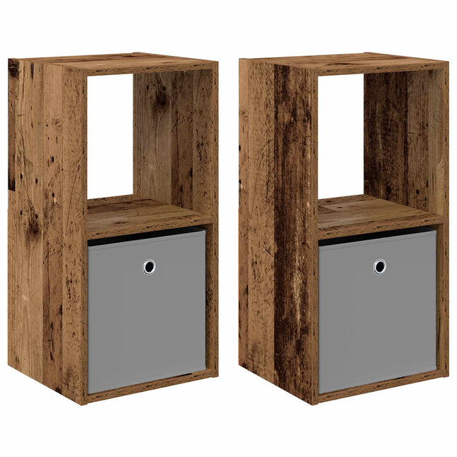 Sengebord 2 stk. Gammelt træ 35 x 32 x 68,5 cm Konstrueret træ