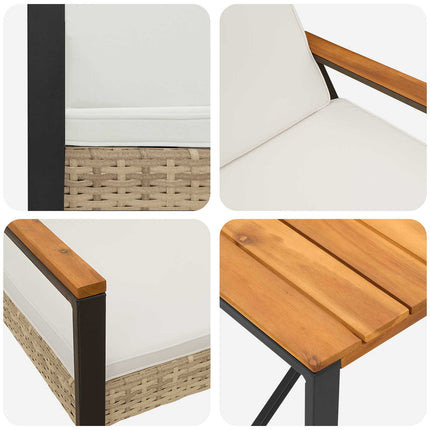Have møbel sæt 4 stk. Beige og cremehvid polyrattan