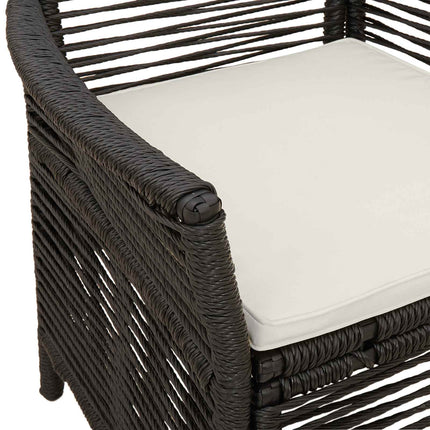 Udestol 4 stk. Sort og Cream polyrattan