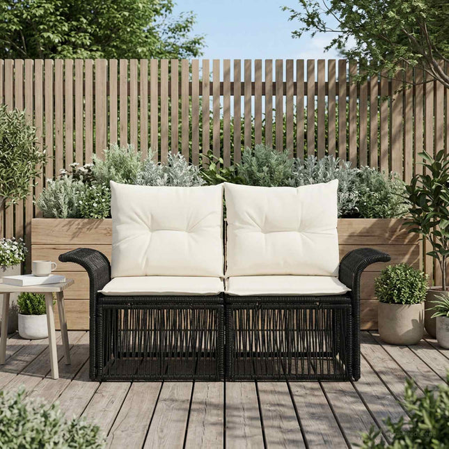 Havemøbelsofa 2-Antal sæder Sort polyrattan