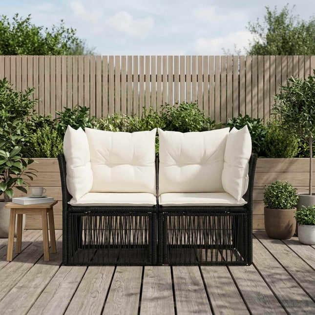 Havemøbelsofa 2-Antal sæder Sort polyrattan