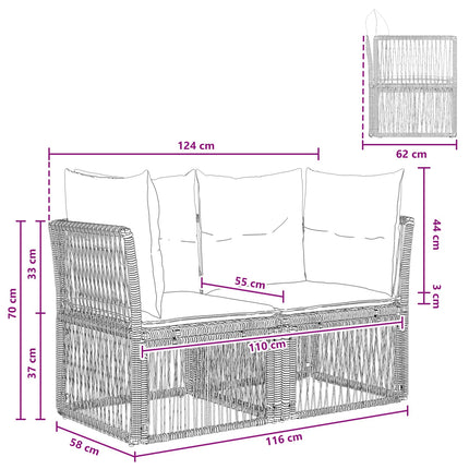 Havemøbelsofa 2-Antal sæder Grå polyrattan