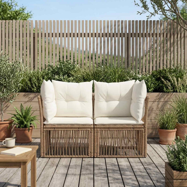 Havemøbelsofa 2-Antal sæder Beige polyrattan