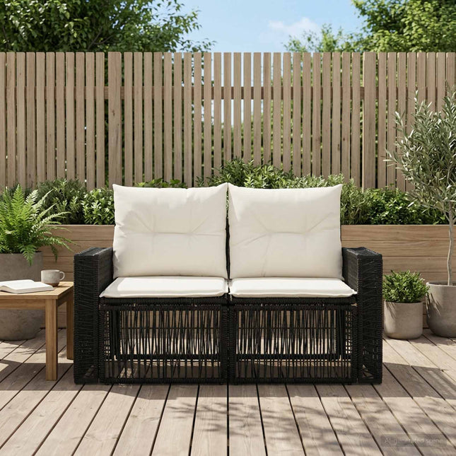 Havemøbelsofa 2-Antal sæder Sort polyrattan