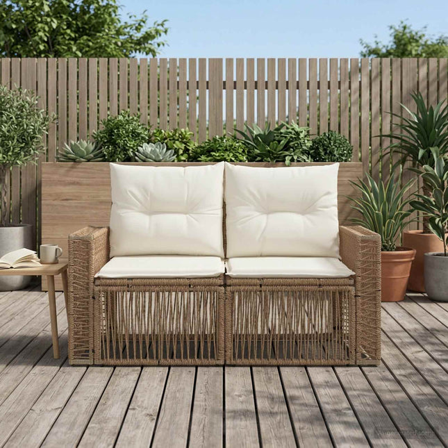 Havemøbelsofa 2-Antal sæder Beige polyrattan