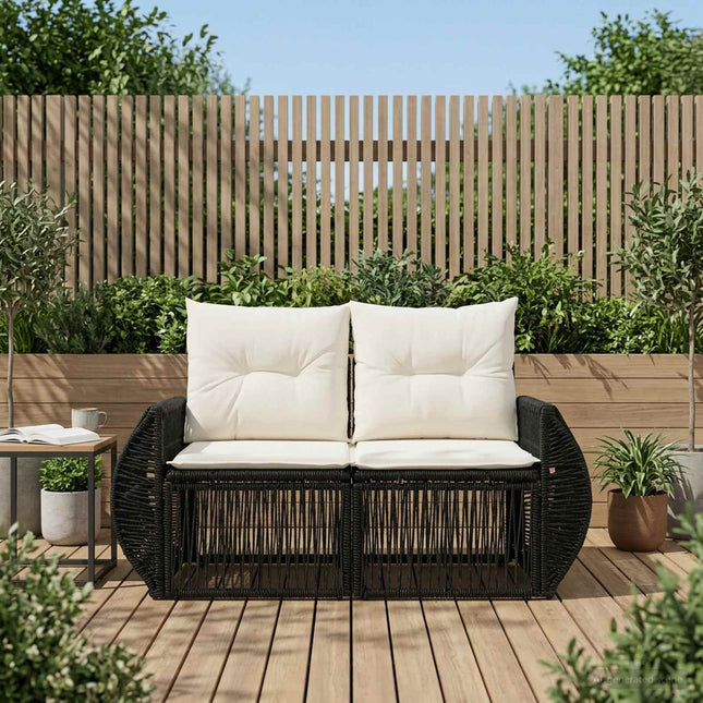Havemøbelsofa 2-Antal sæder Sort polyrattan