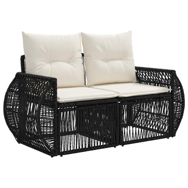 Havemøbelsofa 2-Antal sæder Sort polyrattan