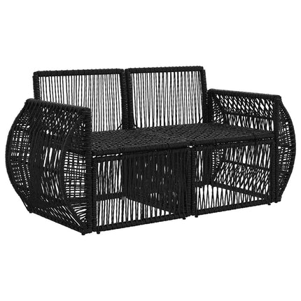 Havemøbelsofa 2-Antal sæder Sort polyrattan