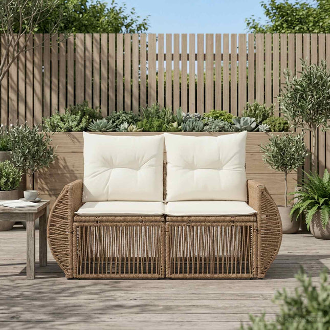 Havemøbelsofa 2-Antal sæder Beige polyrattan