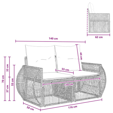 Havemøbelsofa 2-Antal sæder Beige polyrattan