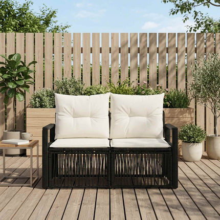 Havemøbelsofa 2-Antal sæder Sort polyrattan