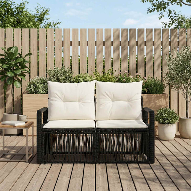 Havemøbelsofa 2-Antal sæder Sort polyrattan