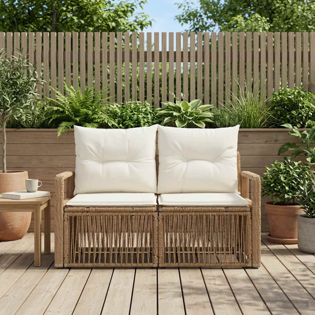 Havemøbelsofa 2-Antal sæder Beige polyrattan