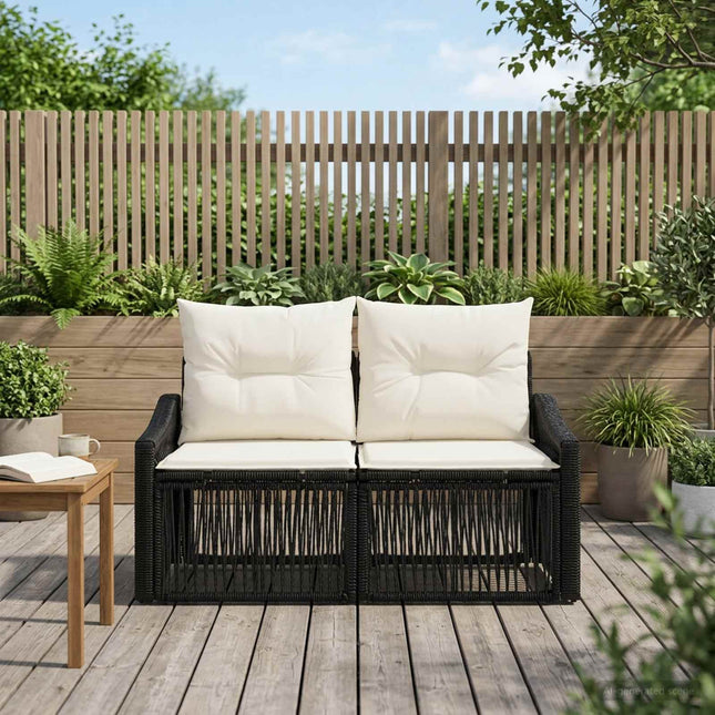 Havemøbelsofa 2-Antal sæder Sort polyrattan