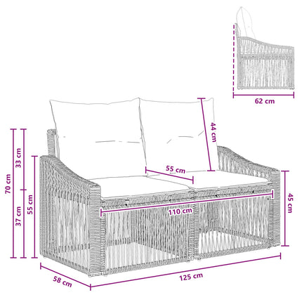 Havemøbelsofa 2-Antal sæder Sort polyrattan