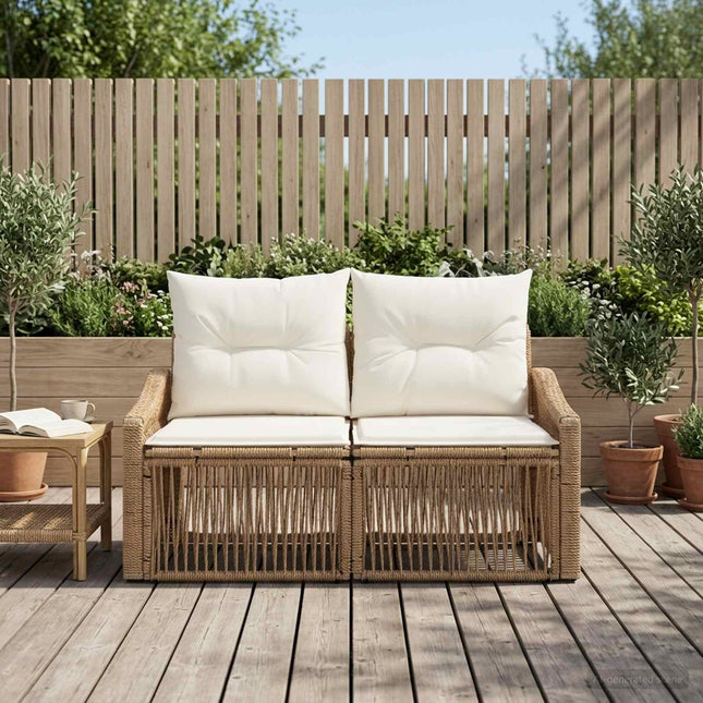 Havemøbelsofa 2-Antal sæder Beige polyrattan