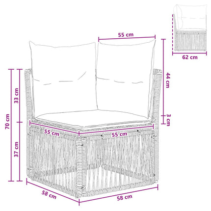 Hjørnesofa enhed Sort polyrattan
