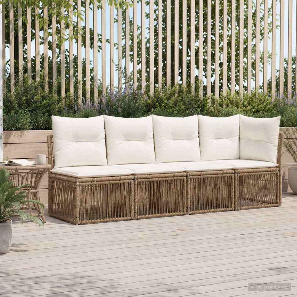 4-personers udendørs sofa med venstre armlæn - polyrattan, beige