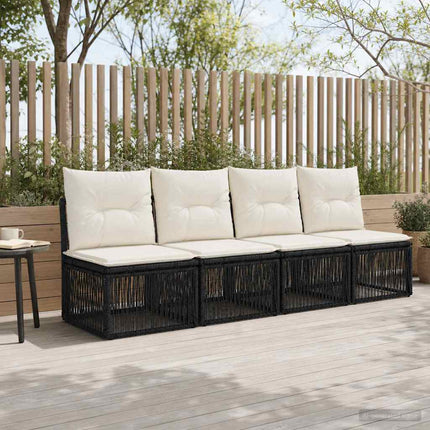 4-sæders sofa 4 stk. 4-Antal sæder Sort polyrattan