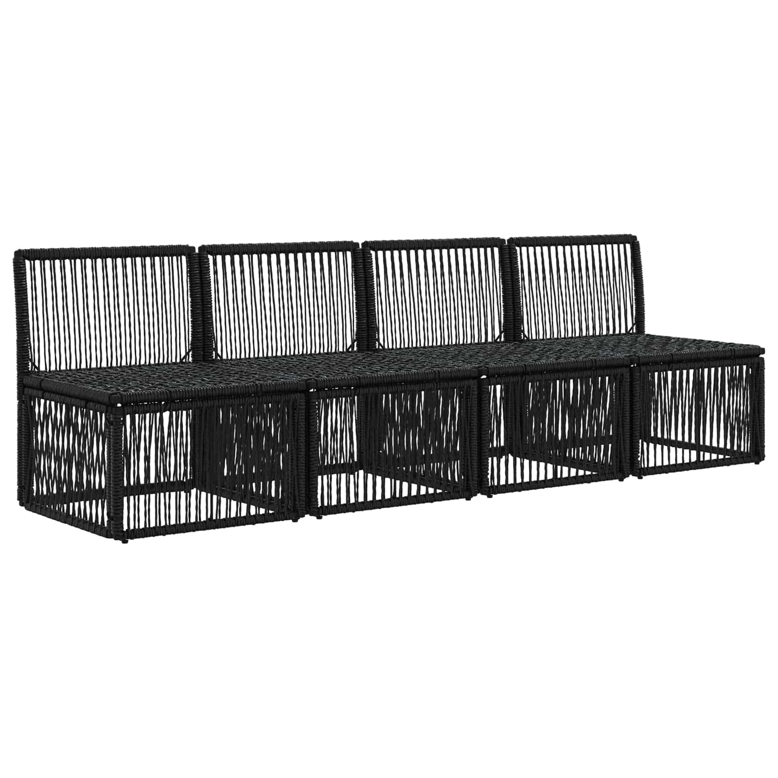 4-sæders sofa 4 pcs 4-Antal sæder Sort polyrattan
