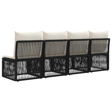4-sæders sofa 4 stk. 4-Antal sæder Sort polyrattan