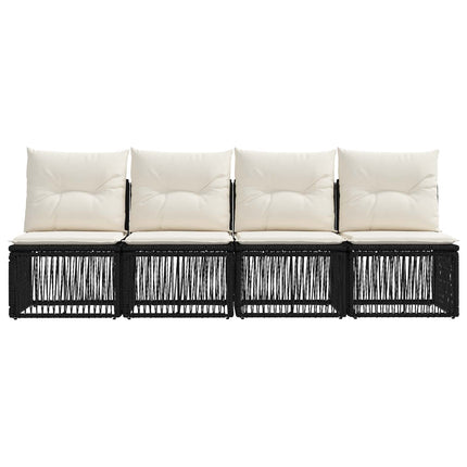 4-sæders sofa 4 stk. 4-Antal sæder Sort polyrattan