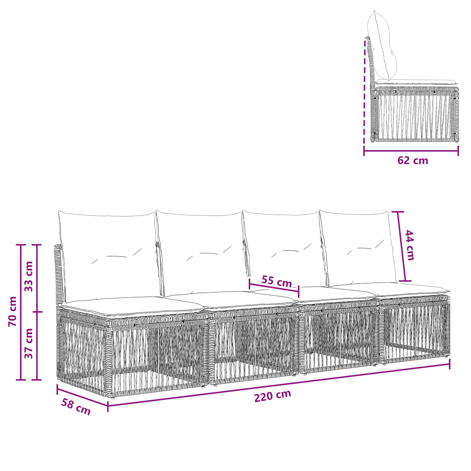 4-sæders sofa 4 pcs 4-Antal sæder Beige polyrattan