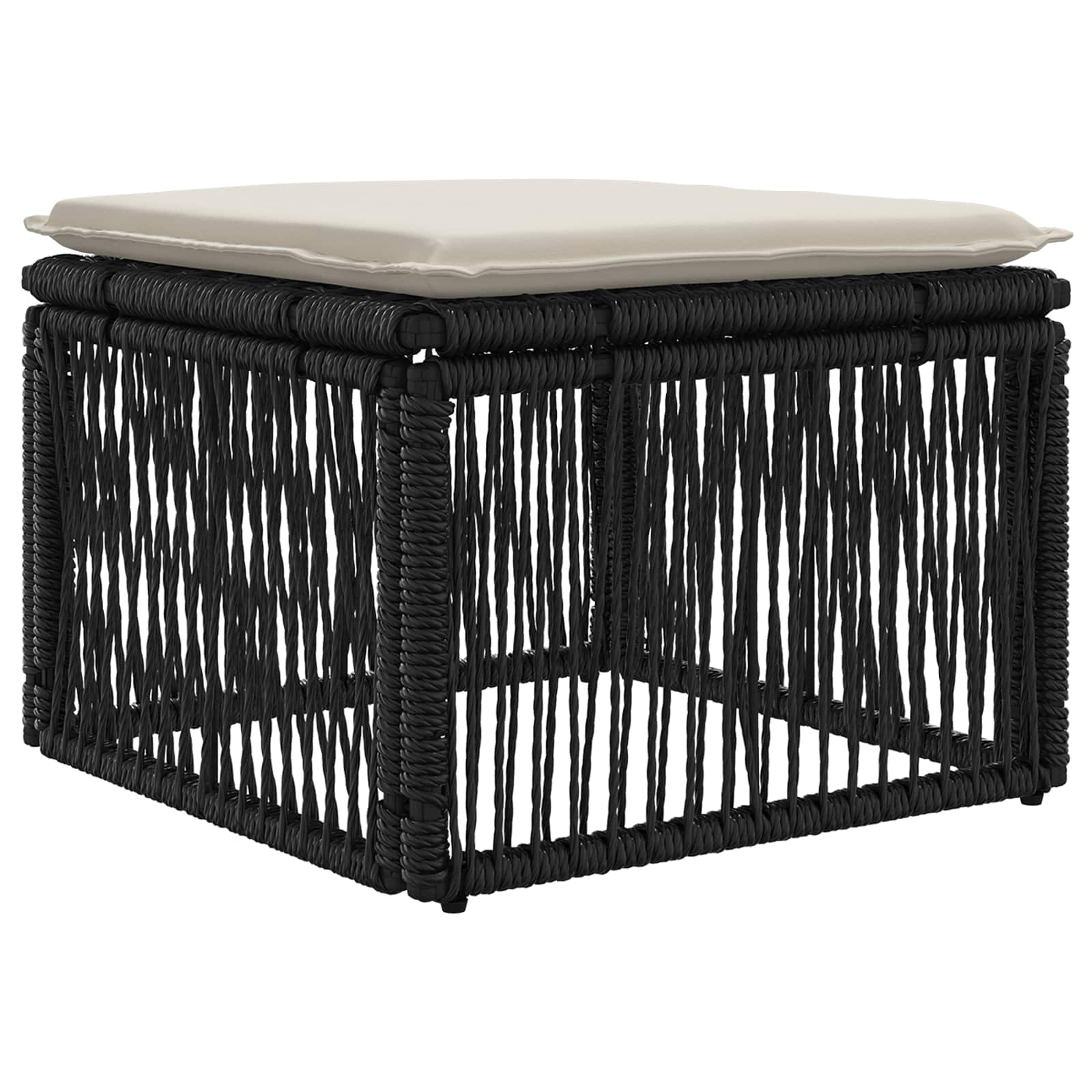 Fodskammel Sort polyrattan