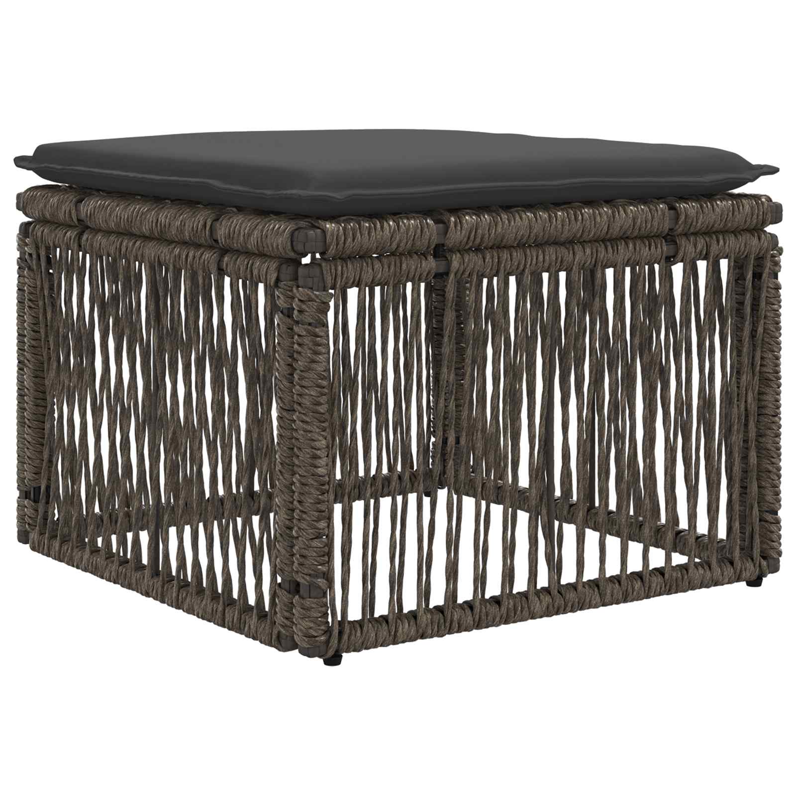 Fodskammel Grå polyrattan