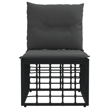 Modulært udendørs sofa uden arme Sort polyrattan