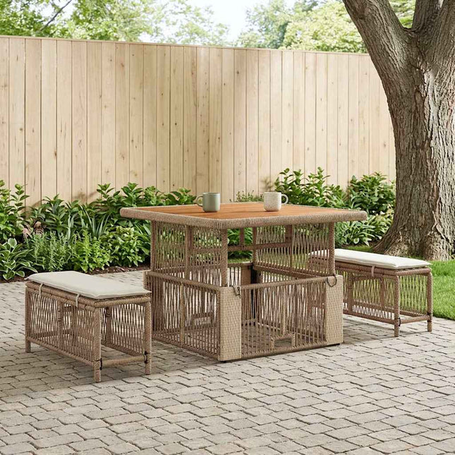 Have Spisebordssæt 3 stk. Beige og creme polyrattan