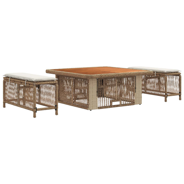 Have Spisebordssæt 3 stk. Beige og creme polyrattan