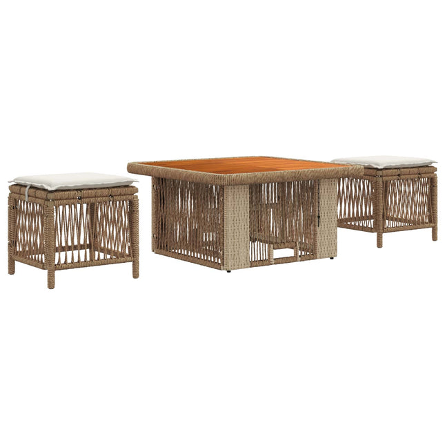 Have Spisebordssæt 3 stk. Beige og creme polyrattan