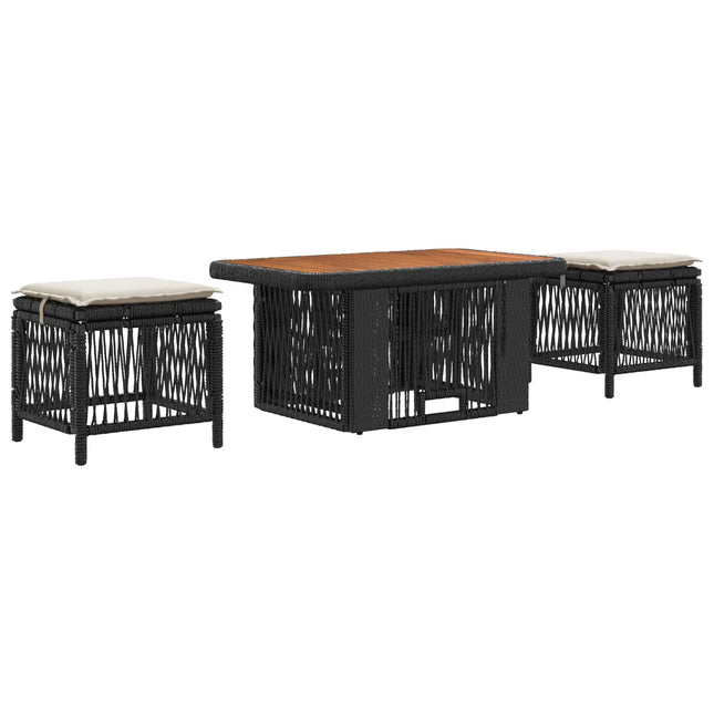 Have Spisebordssæt 3 stk. Sort og Cream polyrattan