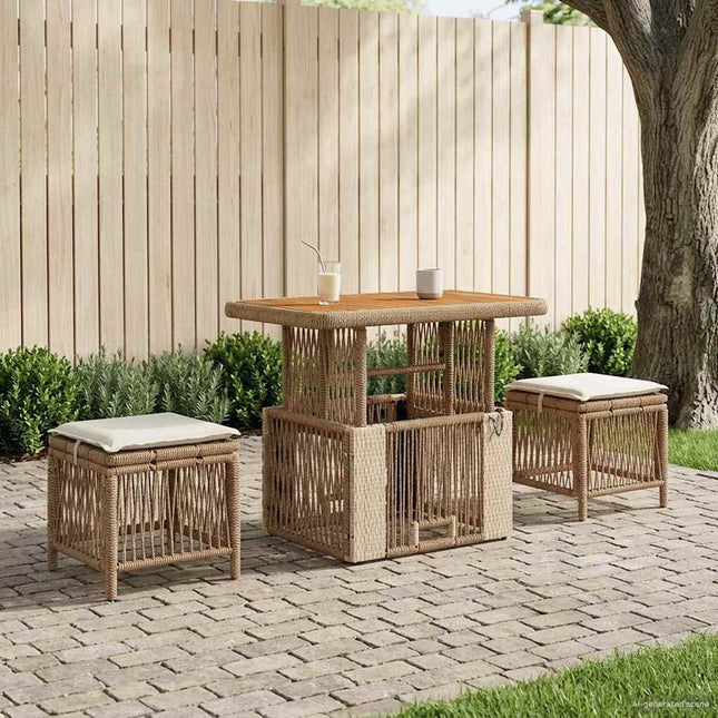 Have Spisebordssæt 3 stk. Beige og creme polyrattan