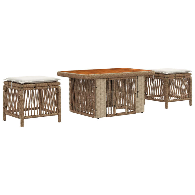 Have Spisebordssæt 3 stk. Beige og creme polyrattan