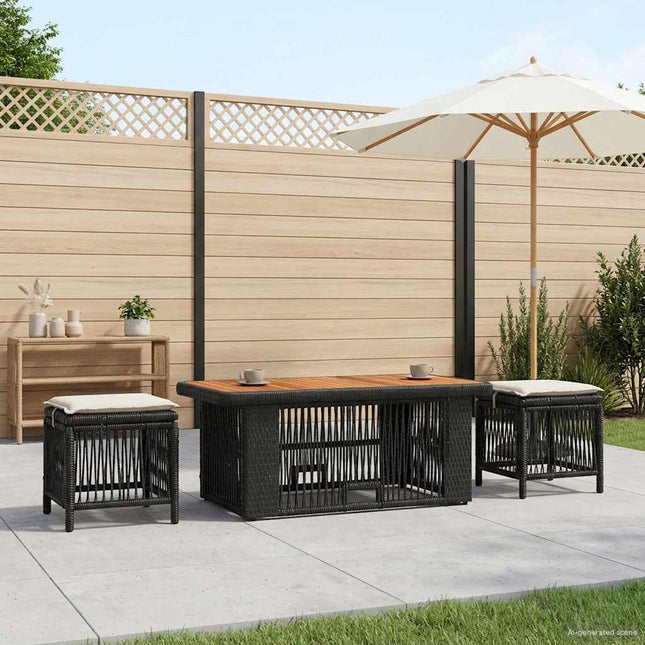 Have Spisebordssæt 4 stk. Sort og Cream polyrattan