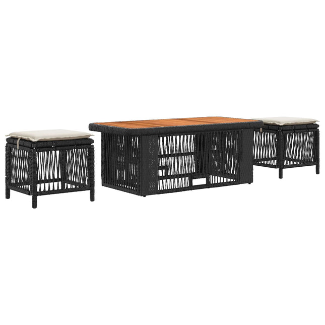 Have Spisebordssæt 4 stk. Sort og Cream polyrattan
