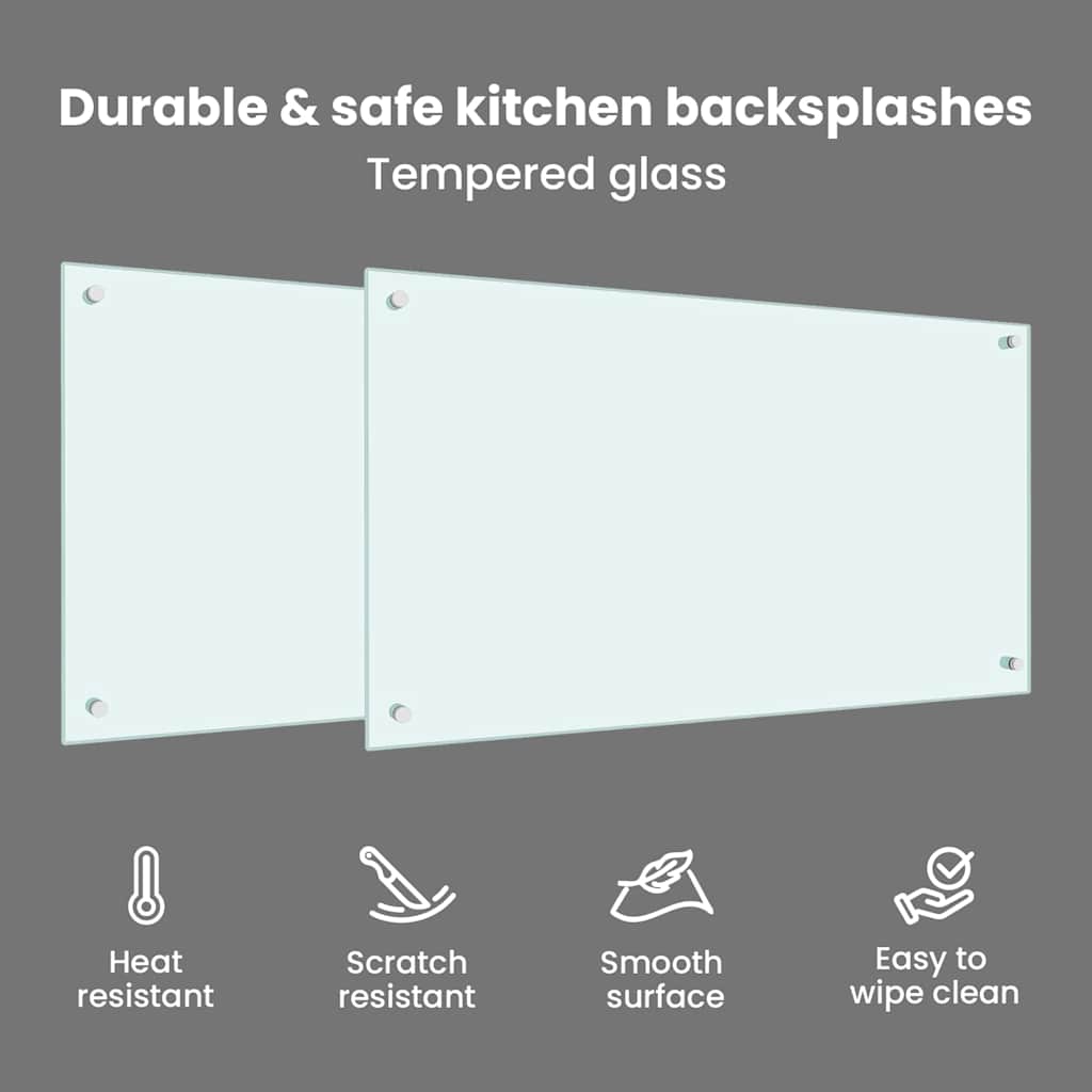 Køkkenbacksplash 2 pcs Hvid 90 x 50 cm hærdet glas