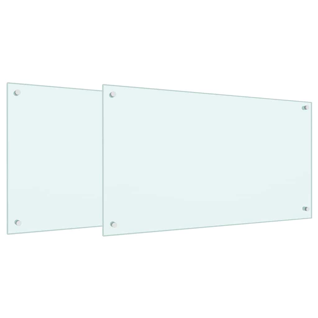 Køkkenbacksplash 2 pcs Hvid 90 x 50 cm hærdet glas